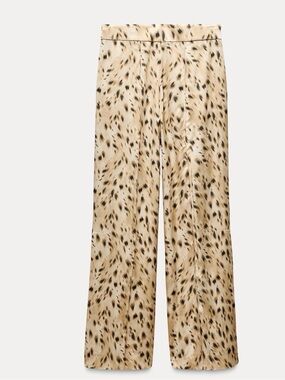 ZARA ZW COLLECTION ANIMAL PRINT PANTS WITH SIDE SLIT SZ XS